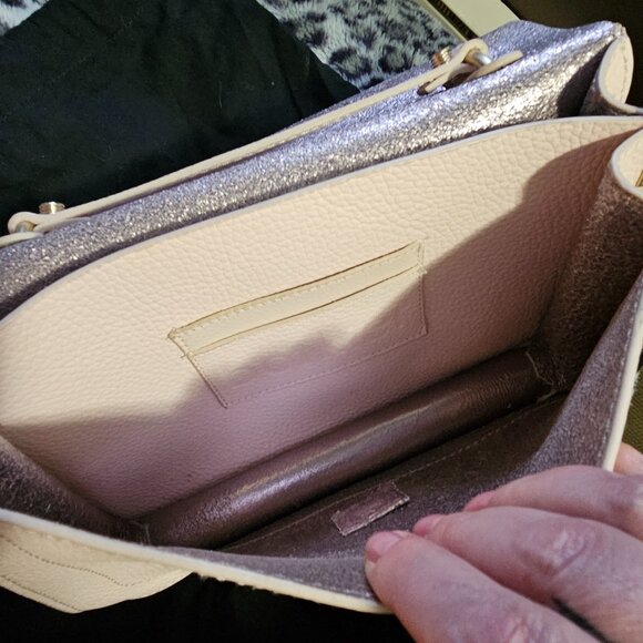 Botkier | Valentina Leather Flap Satchel, 2 Crossbody Straps, Champagne Hardware - Picture 11 of 15